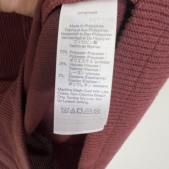 MADEWELL Ribbed Bodycon Mini Dress Large Red Knit Long Sleeve NI651 NEW - Picture 7 of 8